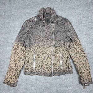 MAURITIUS Women's Lamb Skin Motorcycle Leather Jacket Women's 10 Animal Print